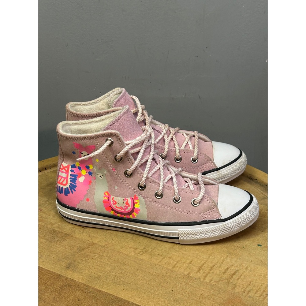 Converse Chuck Taylor All Star Junior 3 Pink Suede Llama High Top Kidcore